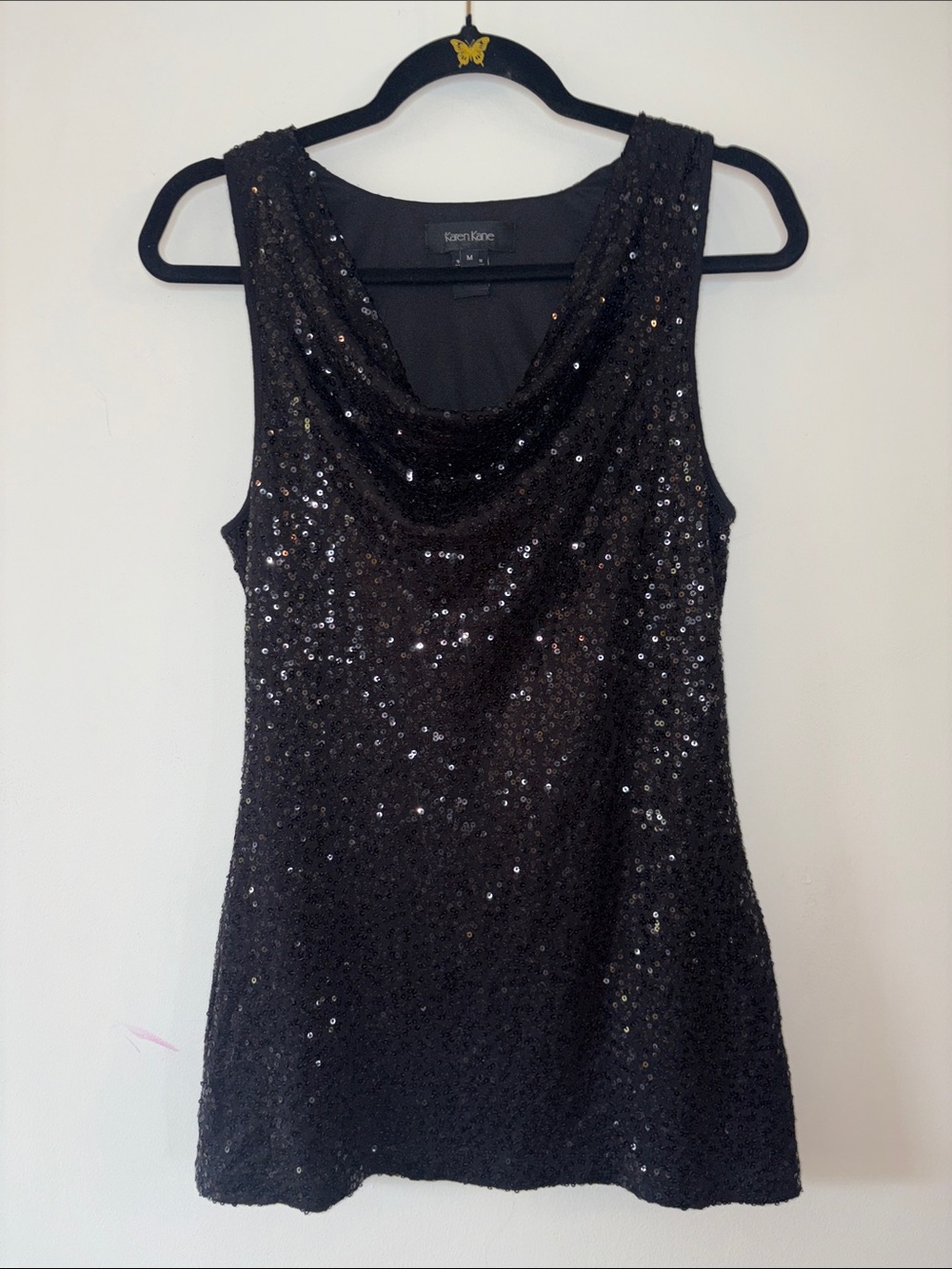 Karen Kane Black Sequin Cowl Neck Camisole- Size M